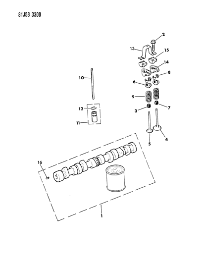 1985 Jeep Wrangler Camshaft & Valves Diagram 2