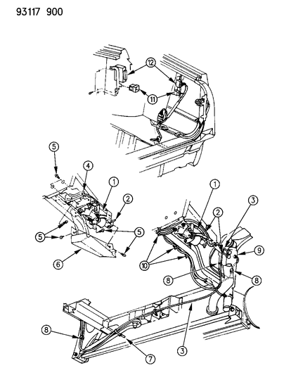 1993 Dodge Dynasty Electronic Leveling & Air Suspension Compressor & Lines Diagram