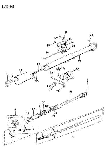 1989 Jeep Wagoneer Housing - Steering Column Lower Diagram 2