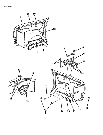 1984 Dodge Ramcharger Fender, Front Diagram