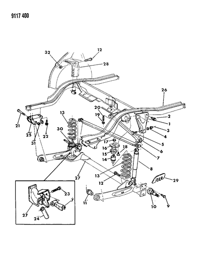 1989 Chrysler LeBaron GTC Suspension - Rear Diagram