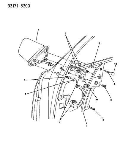 1993 Chrysler New Yorker Mirror - Exterior Diagram