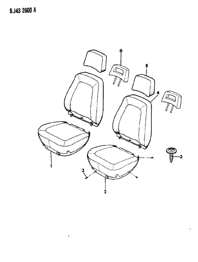 1988 Jeep Comanche Covers, Seat Upholstery Bucket Seats Diagram