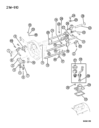 1995 Dodge Dakota Shift Forks & Rails Diagram 2