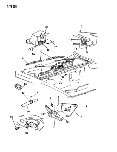 1989 Dodge Aries Windshield Wiper & Washer System Diagram