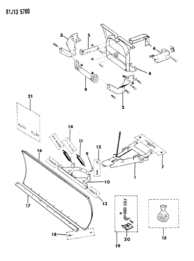 1986 Jeep Grand Wagoneer Snow Plow Moldboard & Mounting Diagram