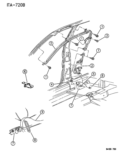 1994 Chrysler LeBaron Front Seat Left Belt Diagram for FR82PD5