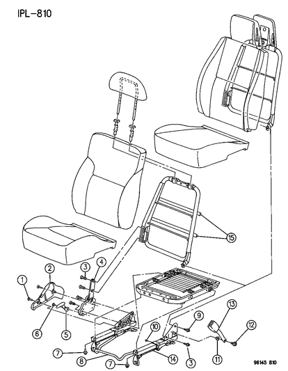 1996 Dodge Neon Seat Adjuster, Recliner And Side Shield Diagram