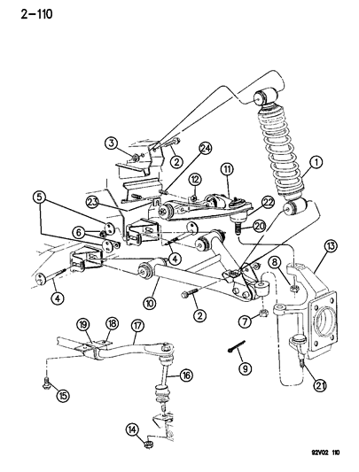 1995 Dodge Viper Suspension - Front Diagram