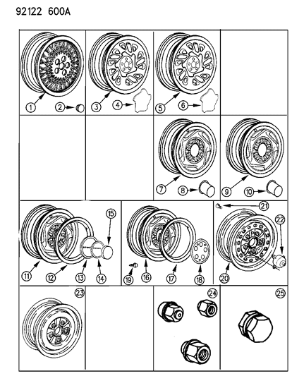 1992 Chrysler Town & Country Ring 15" Wheel Trim Diagram for 52006025