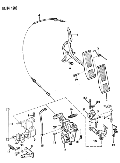 1986 Jeep Wrangler Accelerator Pedal & Linkage Diagram 2