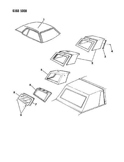 1986 Chrysler Fifth Avenue Cover, Roof - Exterior View Diagram