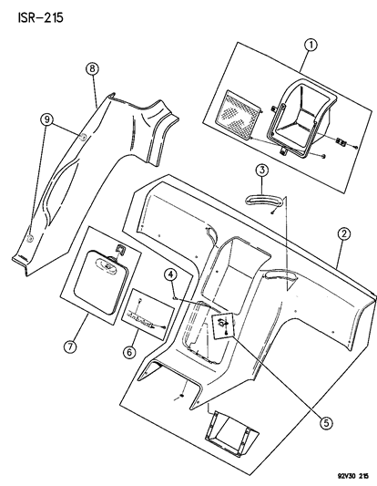 1996 Dodge Viper Quarter & Rear Bulkhead Panels Diagram 2