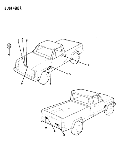 1988 Jeep Comanche Nameplates Diagram