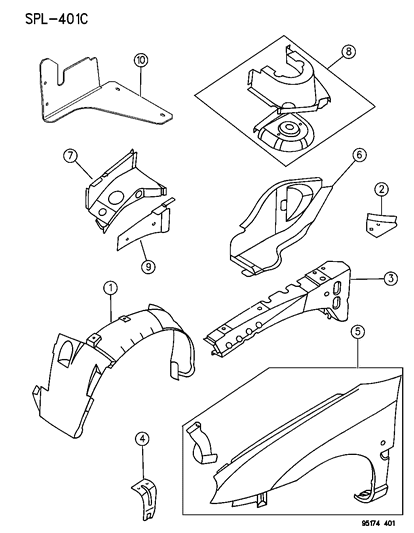 1995 Dodge Neon Front Fender Diagram