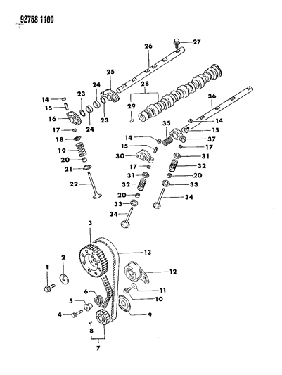 1992 Dodge Colt Camshaft & Valves Diagram 3