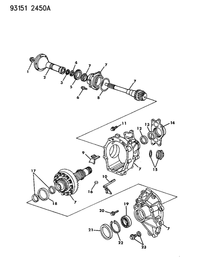 1993 Dodge Grand Caravan Power Transfer Unit & Components Diagram