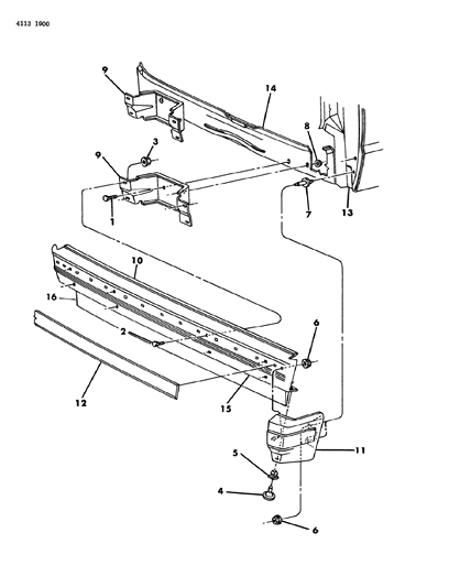 1984 Dodge Caravan Bumper, Rear Diagram