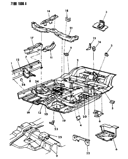 1987 Dodge Shadow Floor Pan Front Diagram