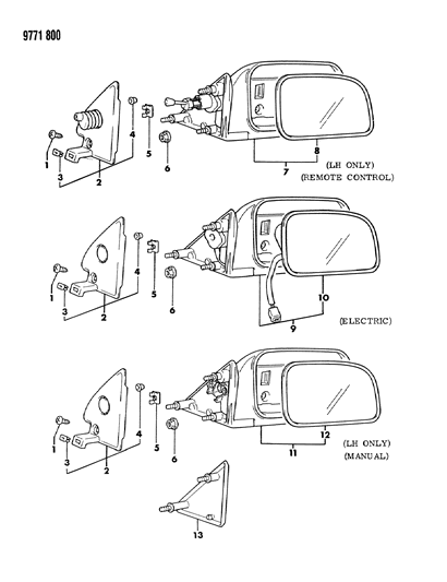 1989 Dodge Colt Mirror - Exterior Diagram