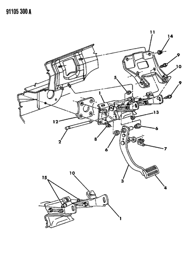 1991 Chrysler LeBaron Brake Pedal Diagram