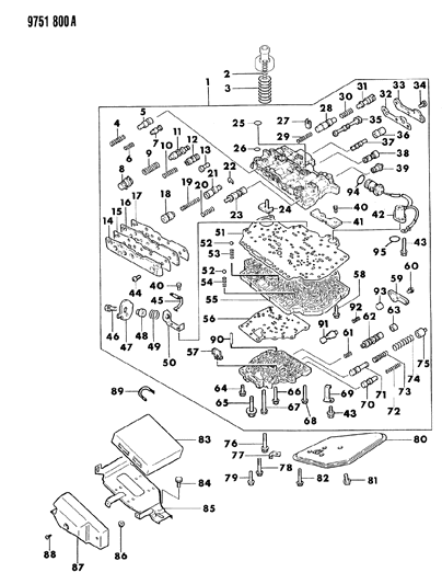 1989 Dodge Colt Valve Body & Components Diagram