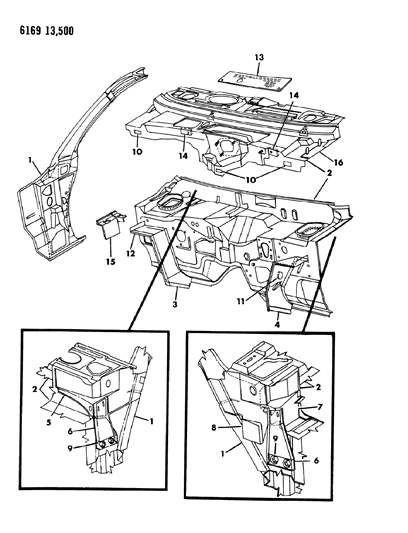 1986 Chrysler Fifth Avenue Cowl & Dash Panel Diagram