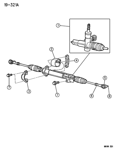 1996 Dodge Grand Caravan Gear - Rack & Pinion, Power & Attaching Parts Diagram