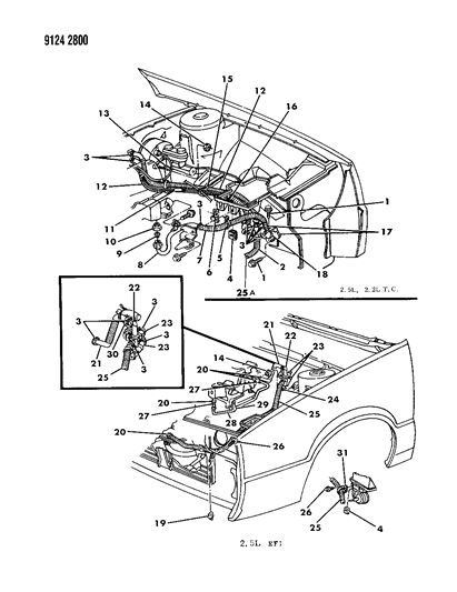 1989 Chrysler LeBaron Plumbing - A/C & Heater Diagram 1