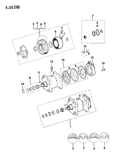 1987 Jeep Grand Wagoneer Compressor, Air Conditioning Diagram 1