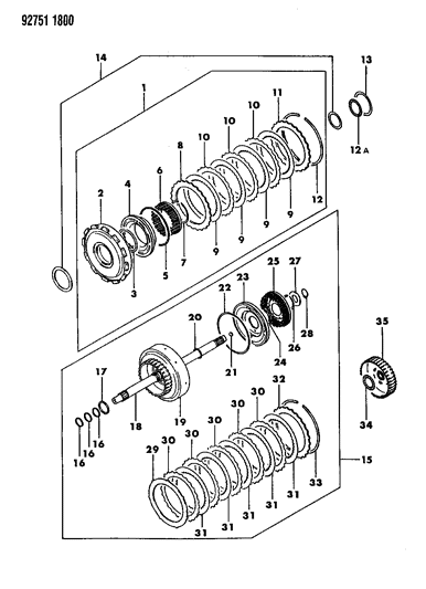 1993 Dodge Colt Clutch, Front & Rear Diagram