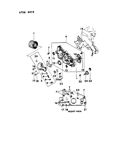 1986 Dodge Ram 50 Oil Pump & Oil Filter Diagram 3