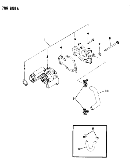 1987 Dodge Caravan Water Pump & Related Parts Diagram 2