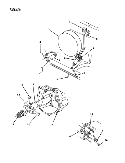 1989 Dodge Dakota Controls, Hydraulic Clutch Diagram