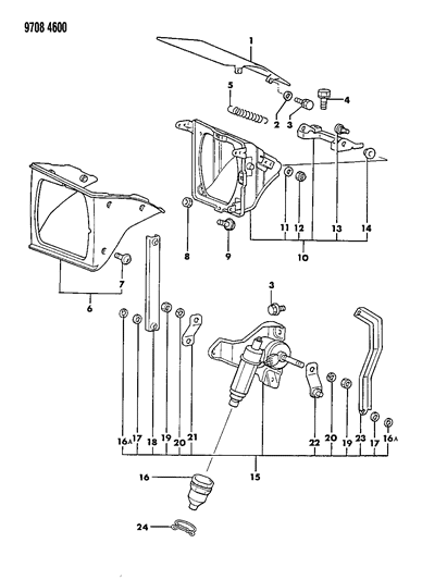 1989 Chrysler Conquest Lamps - Concealed Front Diagram