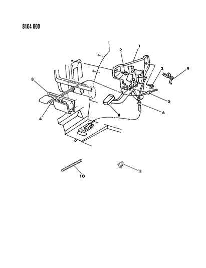 1988 Chrysler LeBaron GTS Lever - Parking Brake Diagram