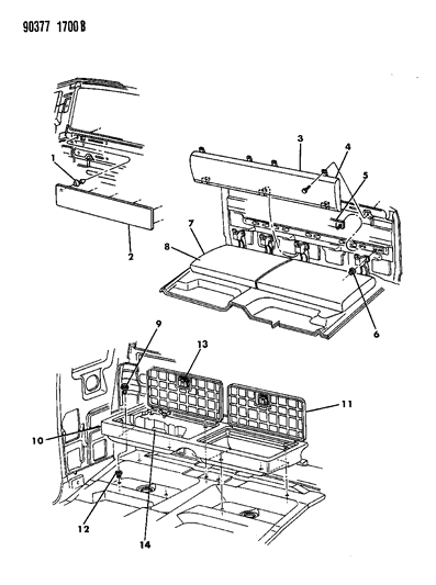 1993 Dodge Dakota Rear Seat & Attaching Parts Diagram