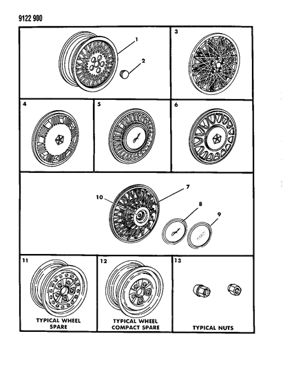 1989 Chrysler New Yorker Wheels & Covers Diagram