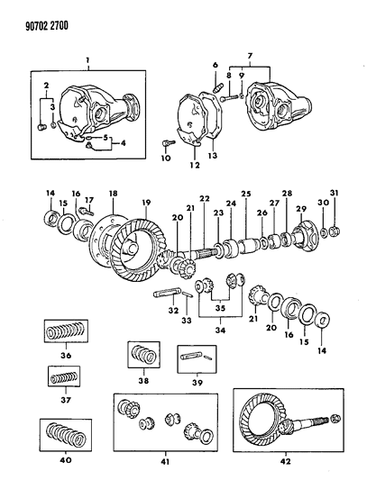 1990 Dodge Ram 50 Differential - Front Diagram