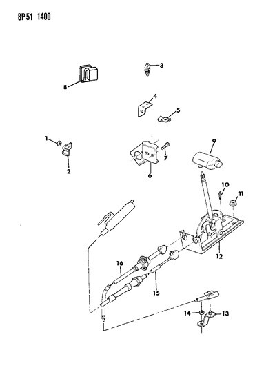 1990 Dodge Monaco Controls, Gearshift - Floor Shift Diagram