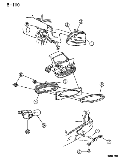 1995 Dodge Neon Lamps - Rear Diagram