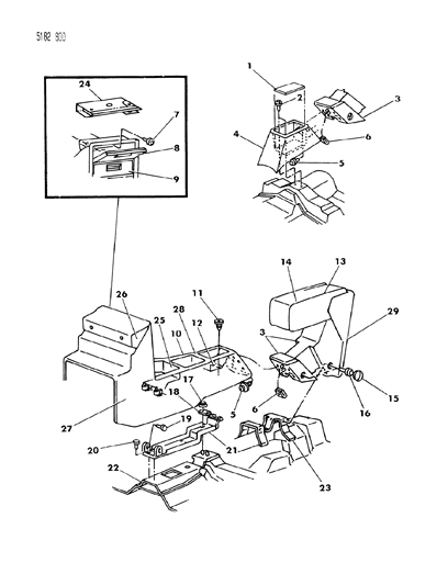 1985 Chrysler Executive Limousine Console & Arm Rest Diagram 2