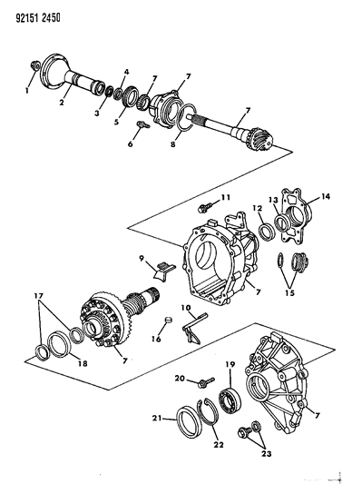 1992 Dodge Caravan Power Transfer Unit & Components Diagram