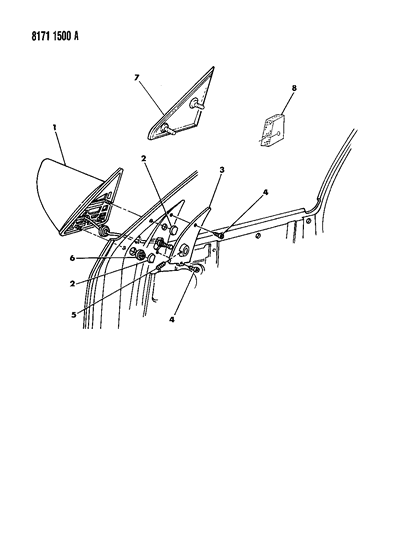 1988 Dodge Shadow Mirror - Exterior Diagram