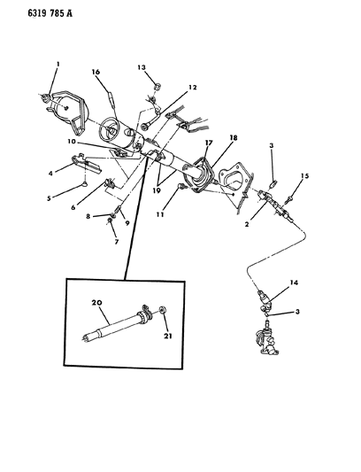 1987 Dodge Dakota Column, Steering, Lower And Attaching Parts Diagram