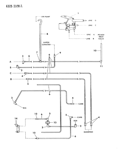 1986 Dodge Ram Wagon EGR Hose Harness Diagram 6