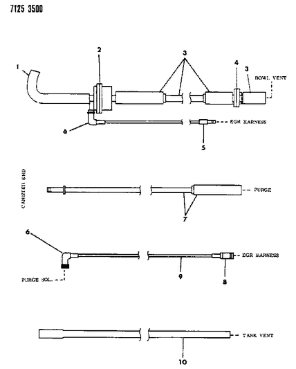 1987 Dodge Caravan Vapor Canister Hose Harness Diagram 1