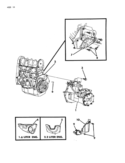 1984 Dodge Charger Transaxle Assemblies & Mounting Diagram