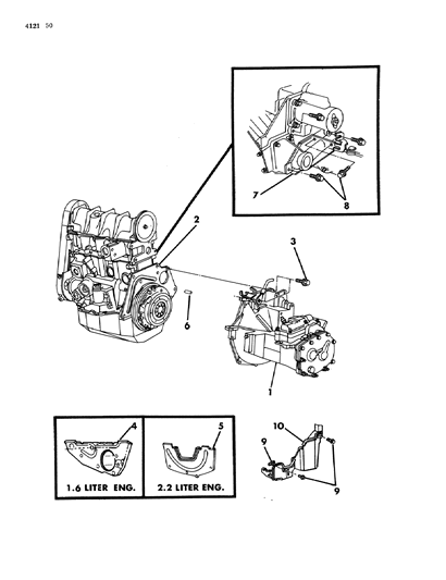 1984 Chrysler Executive Sedan Transaxle Assemblies & Mounting Diagram