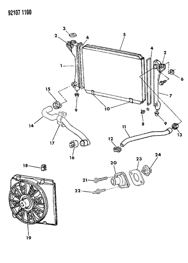 1992 Dodge Dynasty Radiator & Related Parts Diagram 1